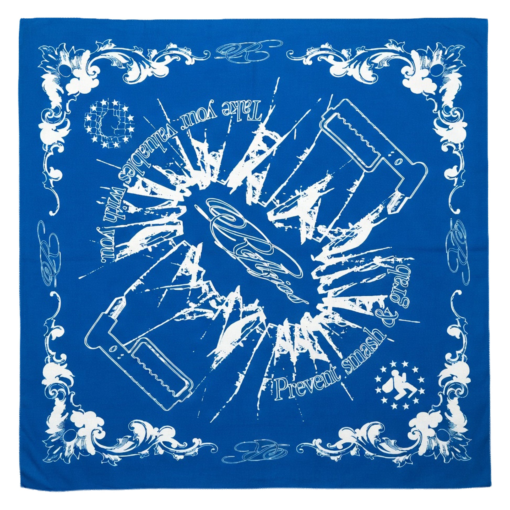 Blue cotton bandana with broken glass print – Reflejos Smash & Grab