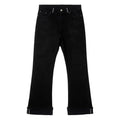 Black 1/1 flared fit selvedge denim jeans front – Reflejos Smash & Grab