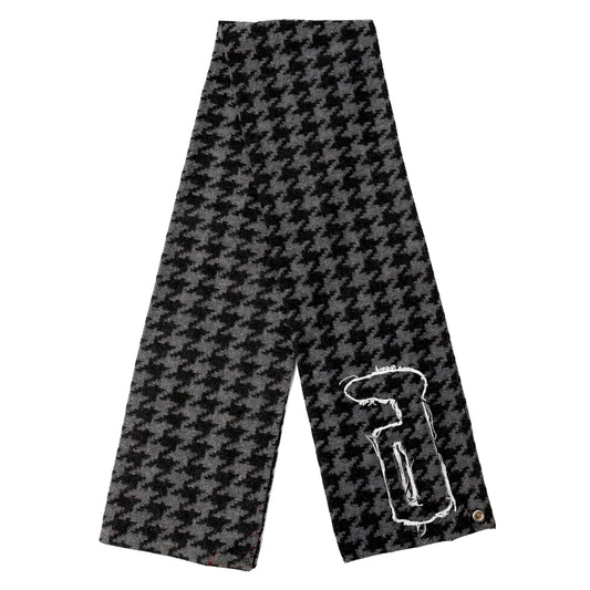 Grey houndstooth wool blend scarf – Reflejos Smash & Grab